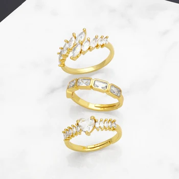 OCESRIO, модерен пръстен с бял хрустальным сърце за жени, мед позлатените CZ отворен пръстен, Регулируеми бижута, дамски подарък rigj45