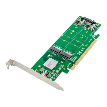 PCIE x16 M. 2 NVMe SSD Адаптер за Карта за разширяване на Професионалната Поддръжка на Plug and Play M. 2 M key и B + M key чип Asmedia ASM2824