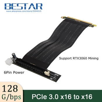PCIE X16-X16 Удължител за майнинга PCI-e 16x Адаптер Странично x99 Сървър RTX3060 Мультикарточный ETH Миньор Стабилна Голяма Мощност 6Pin