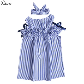 Pudcoco/ дрехи за малките момичета в бар, мини-рокля трапецовидна форма с открити рамене, от 1 до 6 години Helen115