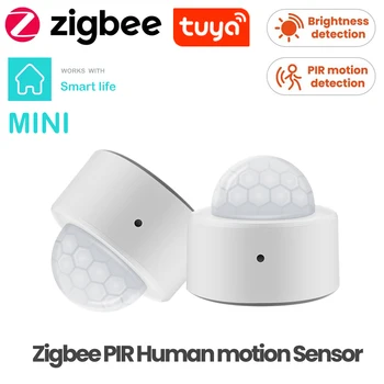 Sasha Zigbee Mini PIR Motion Инфрачервен детектор за сигнализация на човешкото тяло сензор за яркост Сигурността на smart home