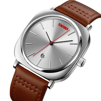 SKMEI Нови луксозни мъжки часовник с Модерен дизайн, кварцов механизъм, часовници за мъже, кожена каишка, водоустойчив часовник с дата, Relogio Masculino