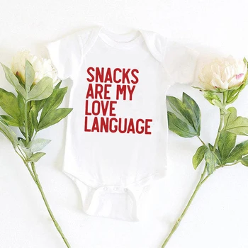 Snacks Are My Love Language Забавни Боди за Деца С Къс ръкав Лятото Дишащи Памучни Неща За Бебета Onesie Ropa De Bebe