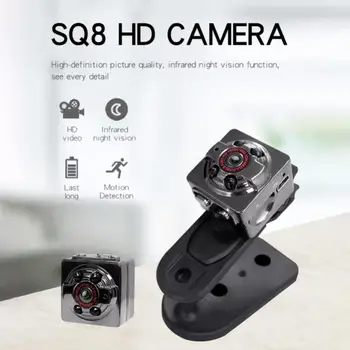 SQ8 Малка камера 1080P, преносима камера, спорт на открито, Инфрачервена мини-камера за нощно виждане, въздушен рекордер, видео камери, микрокамера