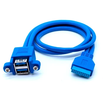 Stapelbar USB 3.0 Weibliche Panel Typ zu дънна Платка 20Pin заглавие кабел с два порта 50 см