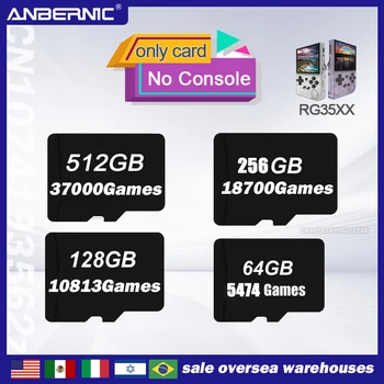 TF карта ANBERNIC RG35xx с предварително инсталирани игри за 512G 256G 128G 64G На избор, Вградени 37000 игри, Преносима игра за чанти