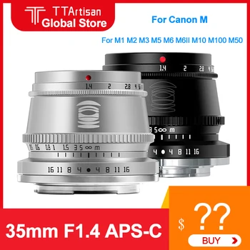 TTArtisan 35 mm Обектив F1.4 за Canon M mount APS-C MF Обектива на камерата, За Canon M1 M2 M3 M5 M6 M6II M10 M100 M50