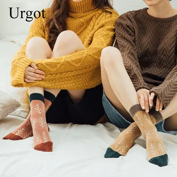 Urgot/ 6 чифта женски есенно-зимни топли чорапи, цветни чорапи с дебела дрямка, женски жакард вълнени чорапи с герои от анимационни герои, коледни чорапи
