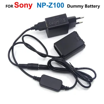 USB захранващ Кабел + Конектор FZ100 NP-FZ100 Фиктивен Батерия + Адаптор Зарядно устройство За Sony Alpha A9 A7RM3 A7RIII A6600 A7M3 ILCE-9 A7M4 A7IV