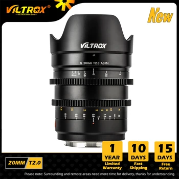 Viltrox 20 мм Т2.0 E Кинообъектив Полнокадровый широкоъгълен обектив с ръчно фокусиране MF За фотоапарат Sony E-mount A9ii A7RIV A7III A7SII