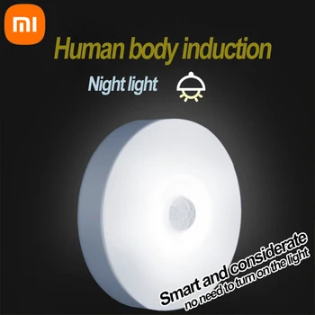 Xiaomi, чувствителни към човешкото тяло led лека нощ, зареждане чрез USB, монтиран на стената лампа, гардероб, кухненски шкаф, стълбище, лампа с магнитна индукция