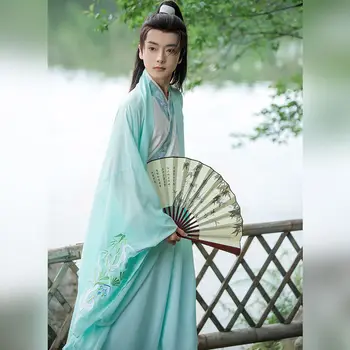 Yourqipao / летни ризи Hanfu с преминаването яка, свеж елегантен шифоновое рокля Hanfu в китайския традиционен стил за мъже