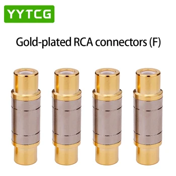 YYTCG 4 бр RCA Жак позлатен прав адаптер с RCA жак-жак