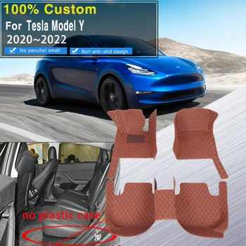 Авто Килим Мат Етаж За Tesla, Модел Y 2020 2021 2022 Водоустойчива Подплата Автомобилни Постелки Луксозни Калъфи Подове Tappeto Автоаксесоари 2023