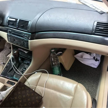 Автомобилен стайлинг 3D и 5D от въглеродни влакна, вътрешна украса на централната конзола, промяна на цвета, корнизи, стикер, стикер за BMW серия 3 E46 4 врати