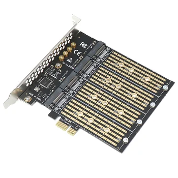 Адаптер, PCIe за NVME B Key M2 M. 2 4 Порта NGFF SATA SSD 10 gbps За PCI X1 Адаптер PCI-E M. 2 Такса за разширяване на Странично