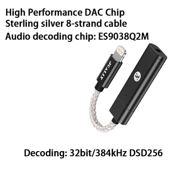 Адаптер за слушалки JCALLY JM60L Светкавица 3,5 мм декодер КПР, усилвател за слушалки, чип ES9038Q2M