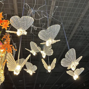 Акрилна висулка във формата на пеперуда, за украса на дома монтаж на таван осветление, украса на сватбени сцени, декорация на партита, в атмосферата на фестивала, декоративен подпори
