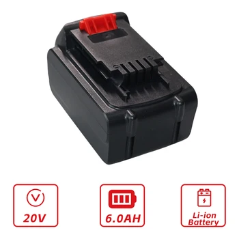 Акумулаторна Отвертка 6.0 Ah 20V Акумулаторна Батерия за Black & Decker LB20 LBX20 LBXR20 ASL186K Литиево-Йонни Акумулаторни Батерии