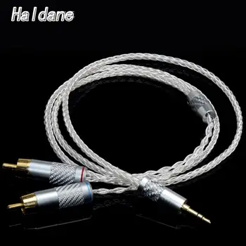Аудио кабел-адаптер Haldane HIFI 3,5 мм Стерео 2 RCA Щепсела 8-жилен 7N OCC Мед аудио кабел с Посеребренным покритие