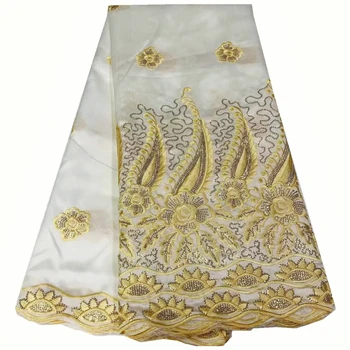 Африканска лейси плат George за сватба, бродирана кърпа, красив дизайн, високо качество, на 5 ярда