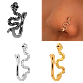 Африкански метален неперфорированный U-образна скоба за носа, външен нокти във формата на змия, пръстен за пиърсинг на носа, бижута за мъже и жени