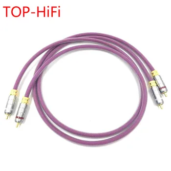 Вид на двойка ТОП-HiFi-1 Позлатен кабел 2RCA, аудио кабел от висок клас 6N OFHC, Двойна Сигналната линия RCA кабел, кабел Rca за XLO HTP1