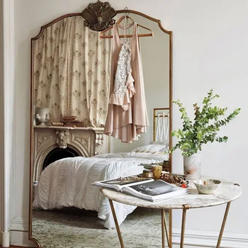 Винтажное деревенское огледало за грим, офис, душ, Естетически стенно огледало, естетически голямо украса за дома