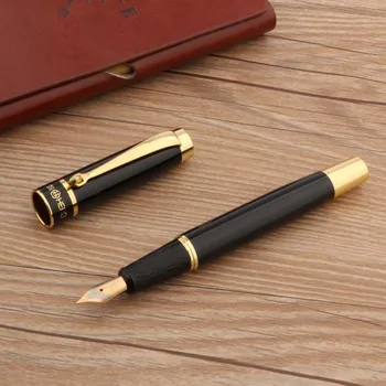 Висококачествена метална писалка 08, черно златен иридиевый съвет, канцеларски материали, ученически пособия, мастило химикалки, нови