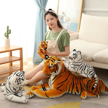 Големи плюшени играчки-тигри, гигантски плюшени големи реалистични меки играчки-тигри, плюшени играчки