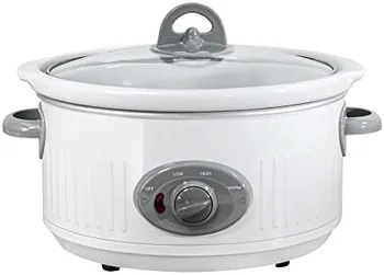 Готварска печка 3,5-литров USC-351-ДВ, Могат да се мият в съдомиялна машина / Керамични вътрешна тенджера със стъклен капак, Малък Мультиварка, с Овална форма, Бял
