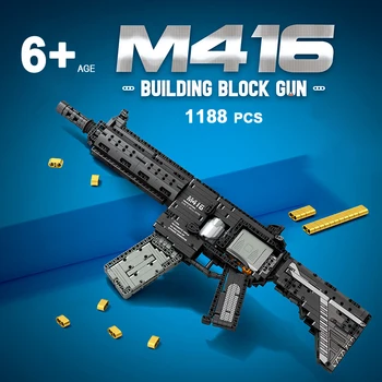 Градски Удрям Военно Оръжие Пистолет Германия M416 Пушка Технически Строителни Блокове Модел Комплект Moc Тухли Senjata Играчки За Деца, Подарък