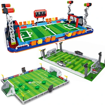 Градските футболни игрища Модел фигурки на футболисти строителни блокове минифигурка на националния отбор MOC тухлени детски играчки идеята за изграждане на