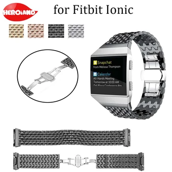 Гривна с зърнеста каишка от неръждаема стомана клас апартамент за часовници Fitbit Ionic Watch