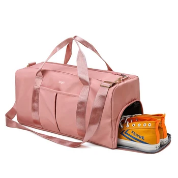 Дамска спортна чанта с логото на голям капацитет, плажна спортна чанта за йога на открито, богат на функции за ръчна чанта за багаж, чанта за през рамо