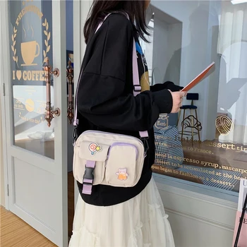 Дамска чанта Kawaii в японски стил, малки чанти през рамо, дамски нова мода 2020, найлонова чанта, дамска чанта на рамото, чанта за мобилни телефони