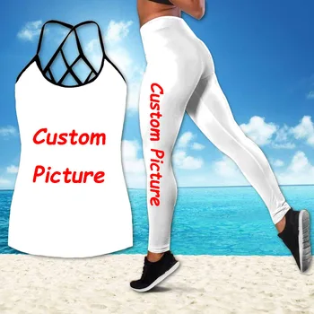 Дамски модни гамаши за йога с изображение на кръст + комбинирана отворена риза