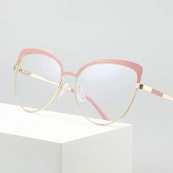 Дамски модни оптични очила в стил котешко око Рамки за мъже и жени Очила по рецепта очила с пълна рамки от сплав с покритие UV400