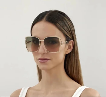Дамски слънчеви очила в голяма рамка INS интернет-знаменитост fashion слънчеви очила ретро-оцветяване на слънчевите очила е за партита UV400