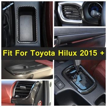 Детайли на Интериора С Модел от Въглеродни Влакна За Toyota Hilux 2015-2021 Бутон за Повдигане на Прозореца на Вратата Подлакътник Дръжка на поставка за Чаши Капак Завърши