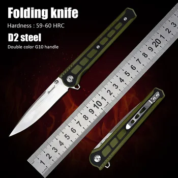 Джобни ножове за оцеляване G10 Открит EDC ръчни инструменти къмпинг програма за самозащита сгъваем нож D2