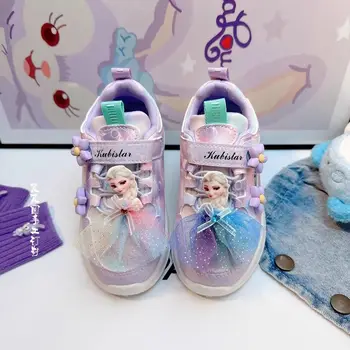 Ежедневни обувки замразени принцеси за момичета Disney с неподвижни меки подметки, спортни ежедневни обувки за момичета, сладък подарък