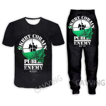 Ежедневни тениски с 3D принтом Public Enemy + панталони за джогинг, панталони, костюми, дамски/ мъжки комплекти за жени/мъже