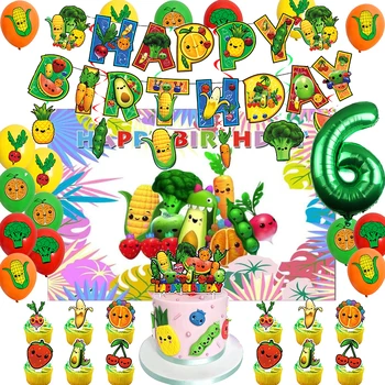 Ей Bear Fruit Украса за парти в чест на рождения ден на балон, банер, фон, topper за торта, плодов аксесоари за партита, детски душ
