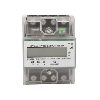 Електромер Тип Ръководните релса електромер 3-Фазно 4-Жични 230/400V 5-100A LCD IEC62052-11 Цифров Измерител на мощност