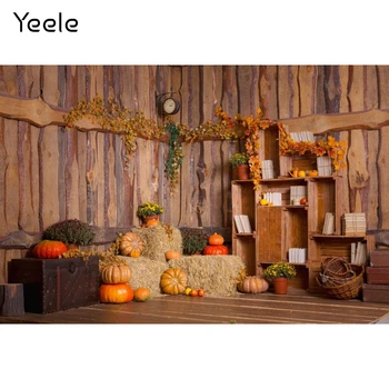 Есенен фон за фотосесия Yeele, купа сено, дървена къща, детски портрет, фон за снимки, фотофон за фото студио