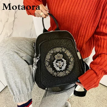 Жена раница MOTAORA, висококачествени кожени раници, дамски 2023, нови ежедневни чанти за рамо с диаманти за жени, пътна чанта, дамски