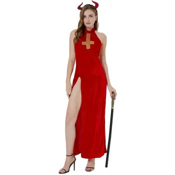 Жена секси костюм за cosplay зъл демон-вампир на Хелоуин, на карнавалните костюми за възрастни
