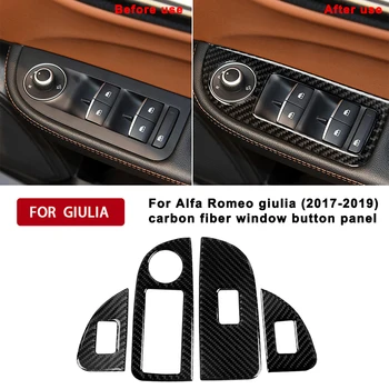 За Alfa Romeo Giulia 2017-2019 Стикери От карбон Автомобил с 4 Врати контролен Панел Прозорец Ключ Рамка Капак Завърши 4 бр. в Дясно