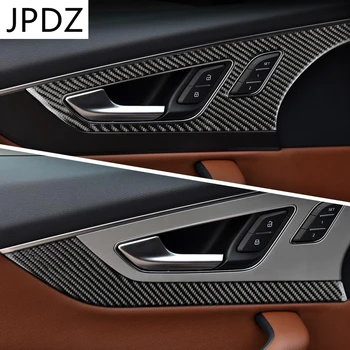 За Audi Q7 S LHD RHD, вътрешни дръжки на вратите от въглеродни влакна, аксесоари за врати купа, декоративна тампон, стикер за полагане на автомобили, автоаксесоари